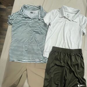 New Mix Green Striped and White Kids Polo Set